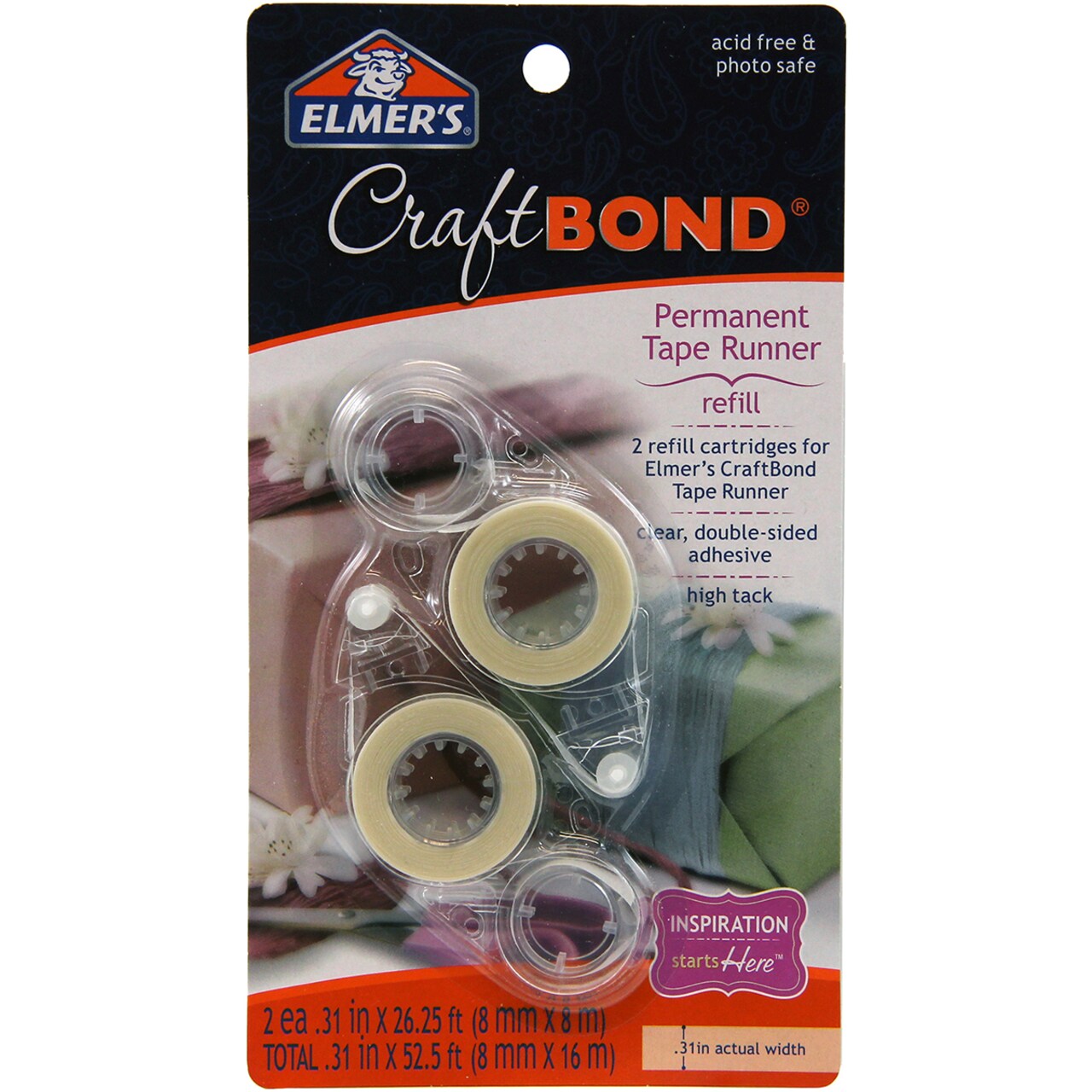 Elmer's CraftBond(R) Permanent Tape Refills 2/Pkg-.31"X315" For Tape Runner E4006